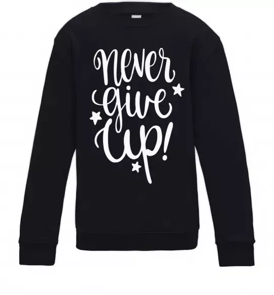 Детский Свитшот Never give up lettering Черный фото