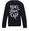 Детский Свитшот Never give up lettering Черный фото