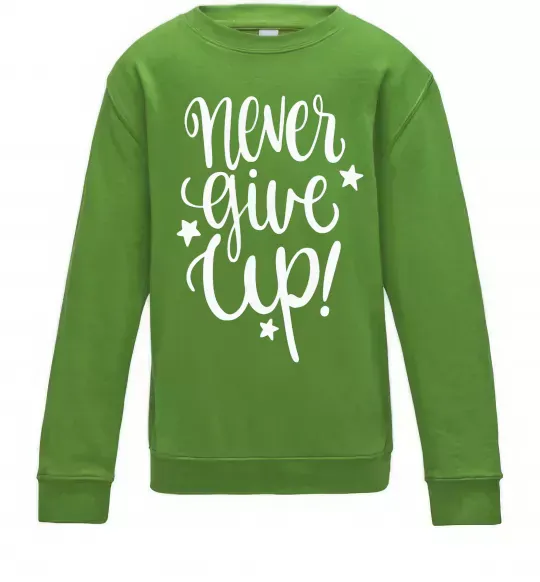 Детский Свитшот Never give up lettering Лаймовый фото