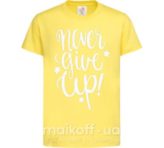 Детская футболка Never give up lettering Лимонный фото