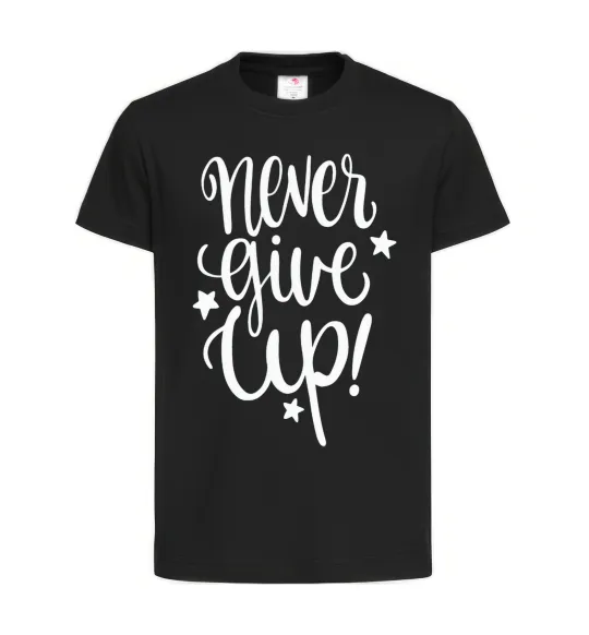 Детская футболка Never give up lettering Черный фото