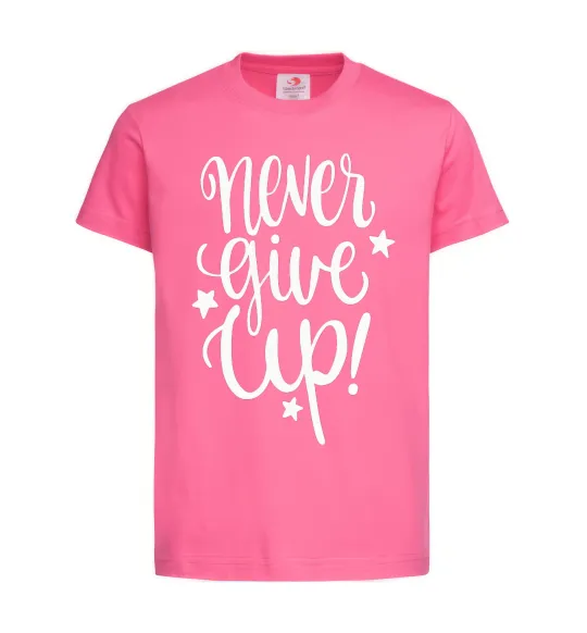 Детская футболка Never give up lettering Ярко-розовый фото