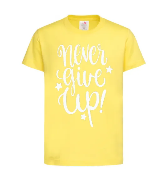 Детская футболка Never give up lettering Лимонный фото