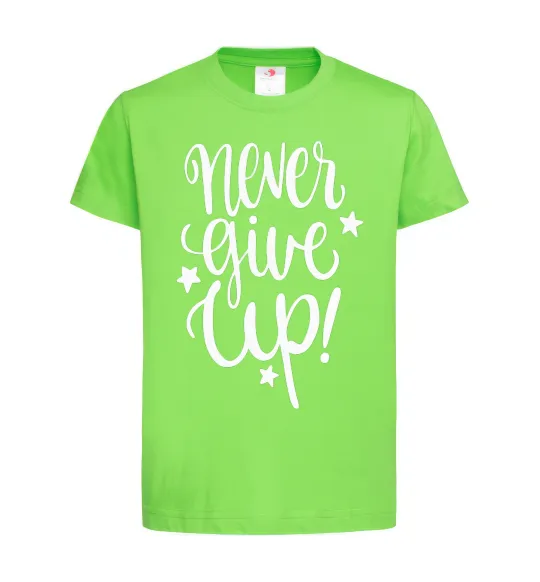 Детская футболка Never give up lettering Лаймовый фото