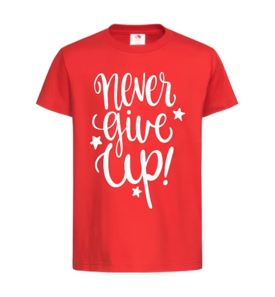 Детская футболка Never give up lettering Красный фото