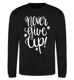 Світшот Never give up lettering Чорний фото