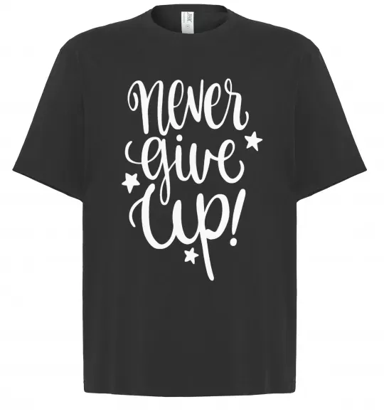 Футболка Оверсайз Never give up lettering Черный фото