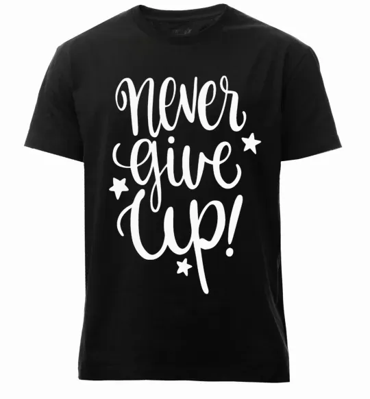 Чоловіча преміум футболка Never give up lettering Чорний фото