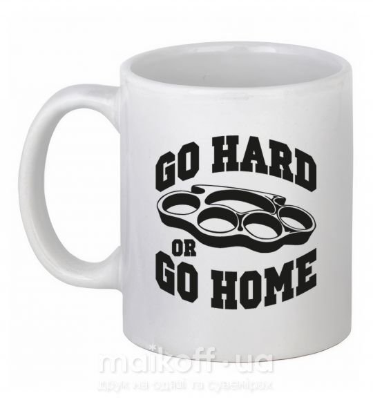 Чашка керамічна Go hard or go home brass knuckles Білий фото