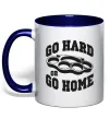 Чашка з кольоровою ручкою Go hard or go home brass knuckles Глибокий темно-синій Чашка з кольоровою ручкою Go hard or go home brass knuckles Глибокий темно-синій фото