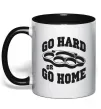 Чашка з кольоровою ручкою Go hard or go home brass knuckles Чорний Чашка з кольоровою ручкою Go hard or go home brass knuckles Чорний фото