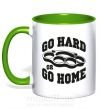 Чашка з кольоровою ручкою Go hard or go home brass knuckles Зелений фото