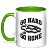 Чашка з кольоровою ручкою Go hard or go home brass knuckles Зелений Чашка з кольоровою ручкою Go hard or go home brass knuckles Зелений фото