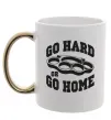 Чашка з кольоровою ручкою Go hard or go home brass knuckles Золото Чашка з кольоровою ручкою Go hard or go home brass knuckles Золото фото