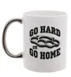 Чашка з кольоровою ручкою Go hard or go home brass knuckles Срібло Чашка з кольоровою ручкою Go hard or go home brass knuckles Срібло фото