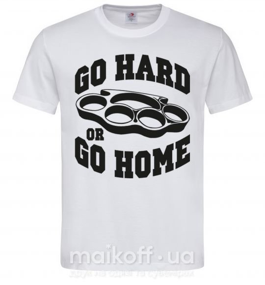 Чоловіча футболка Go hard or go home brass knuckles Білий фото