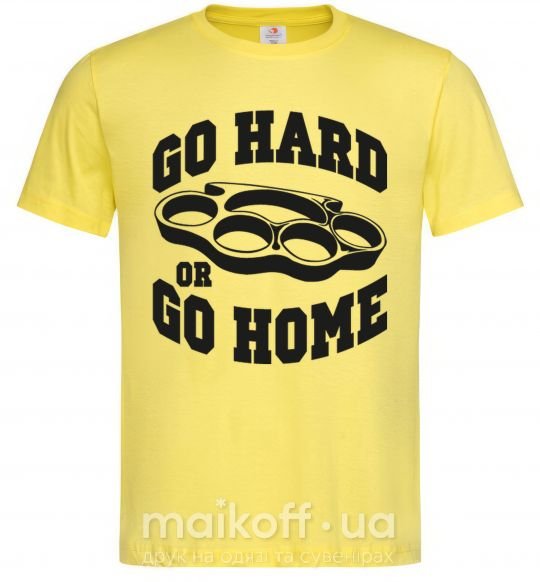 Мужская футболка Go hard or go home brass knuckles Лимонный фото