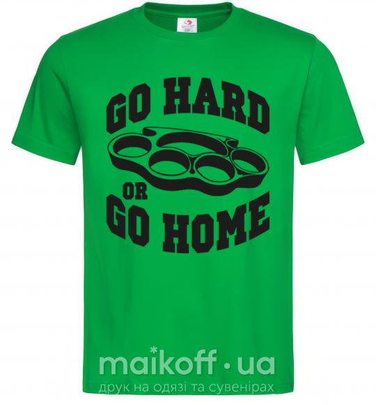 Мужская футболка Go hard or go home brass knuckles Зеленый фото
