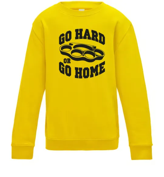 Детский Свитшот Go hard or go home brass knuckles Солнечно желтый фото