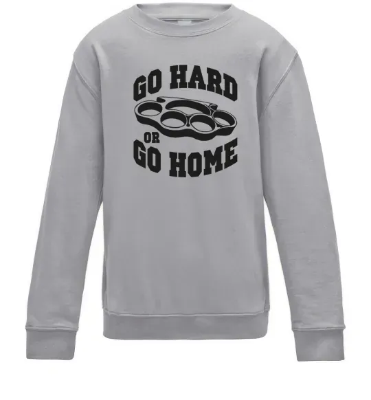 Детский Свитшот Go hard or go home brass knuckles Серый меланж фото