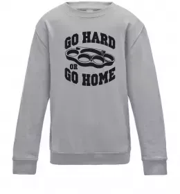 Детский Свитшот Go hard or go home brass knuckles Серый меланж фото