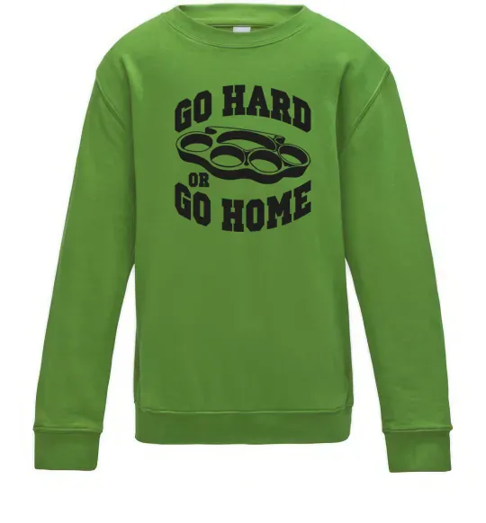 Детский Свитшот Go hard or go home brass knuckles Лаймовый фото