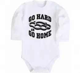 Детский боди Go hard or go home brass knuckles Белый фото