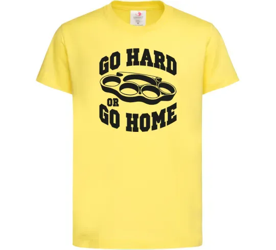 Детская футболка Go hard or go home brass knuckles Лимонный фото