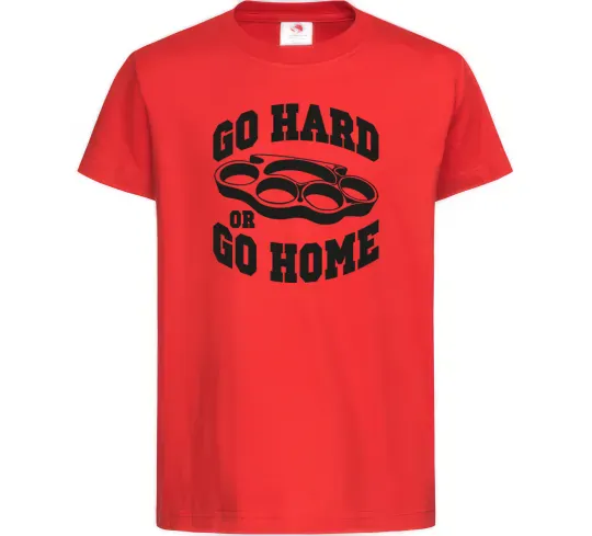 Детская футболка Go hard or go home brass knuckles Красный фото