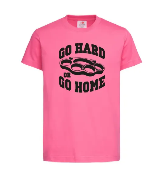 Дитяча футболка Go hard or go home brass knuckles Яскраво-рожевий фото