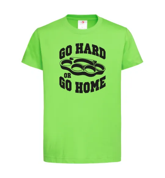 Дитяча футболка Go hard or go home brass knuckles Лаймовий фото