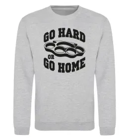 Світшот Go hard or go home brass knuckles Сірий меланж фото