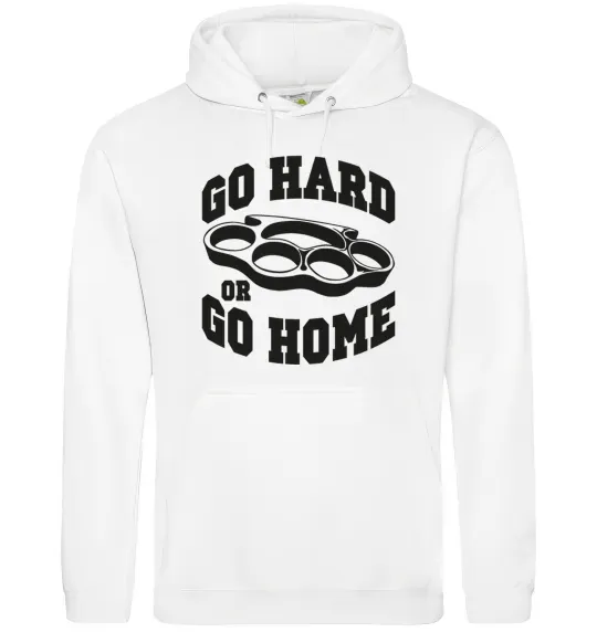 Мужская толстовка (худи) Go hard or go home brass knuckles Белый фото