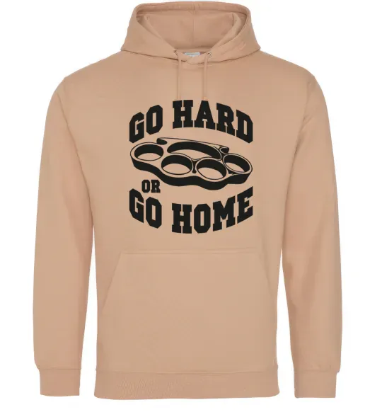 Мужская толстовка (худи) Go hard or go home brass knuckles Песочный фото
