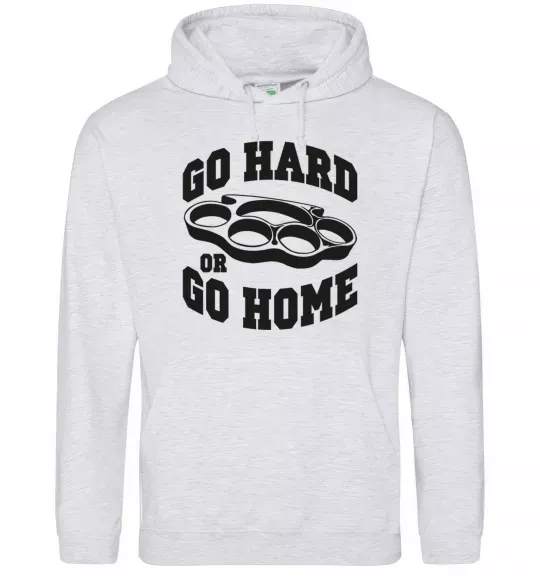 Женская толстовка (худи) Go hard or go home brass knuckles Серый меланж фото