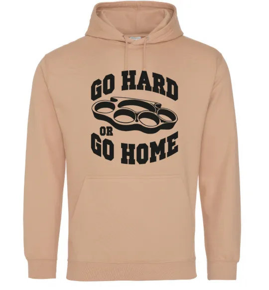 Женская толстовка (худи) Go hard or go home brass knuckles Песочный фото