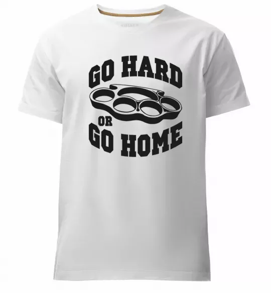 Мужская премиум футболка Go hard or go home brass knuckles Белый фото