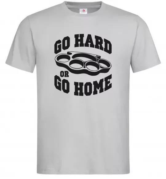 Мужская футболка Go hard or go home brass knuckles Серый фото