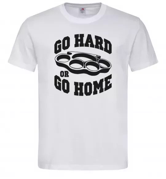 Мужская футболка Go hard or go home brass knuckles Белый фото