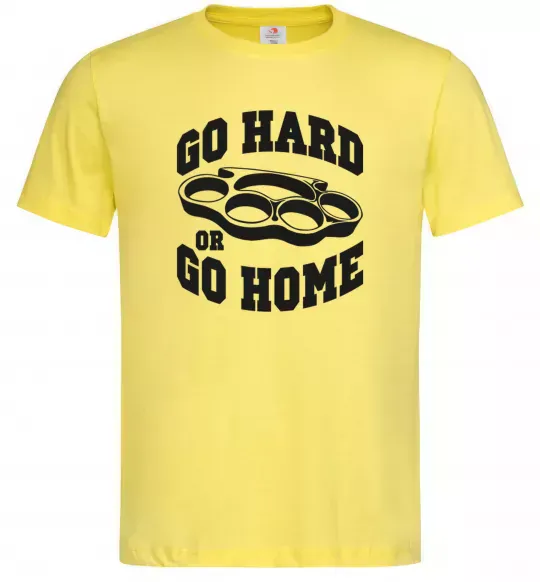 Мужская футболка Go hard or go home brass knuckles Лимонный фото