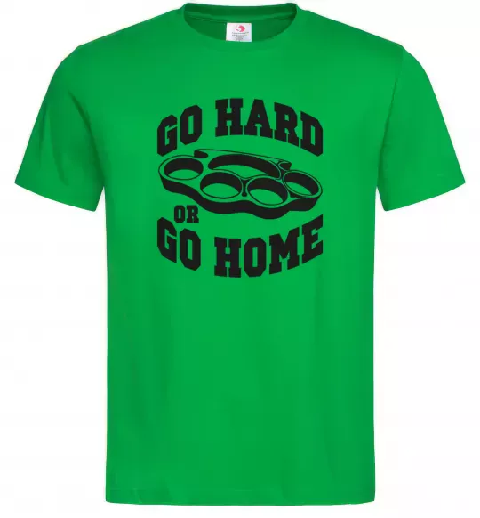 Мужская футболка Go hard or go home brass knuckles Зеленый фото