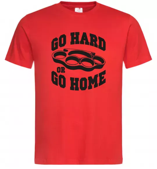 Мужская футболка Go hard or go home brass knuckles Красный фото