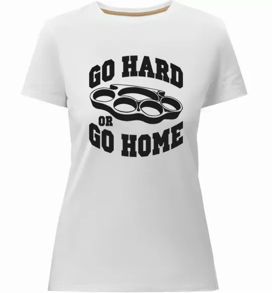 Жіноча преміум футболка Go hard or go home brass knuckles Білий фото