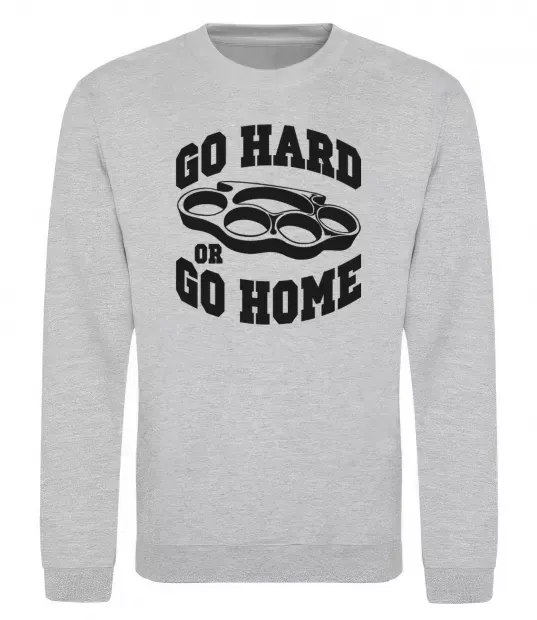 Свитшот Go hard or go home brass knuckles Серый меланж фото