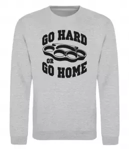 Світшот Go hard or go home brass knuckles Сірий меланж фото