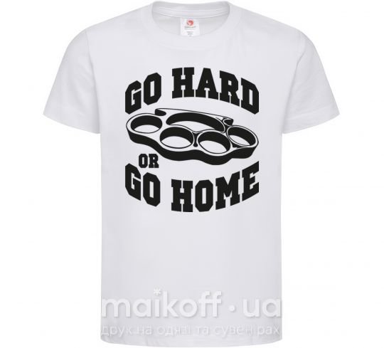 Детская футболка Go hard or go home brass knuckles Белый фото