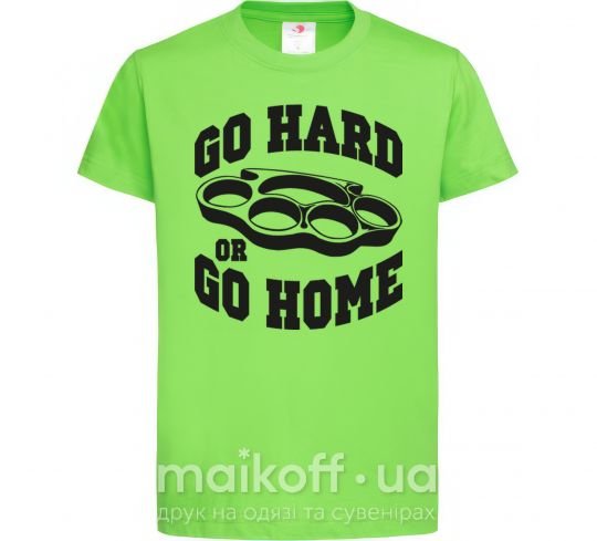 Детская футболка Go hard or go home brass knuckles Лаймовый фото