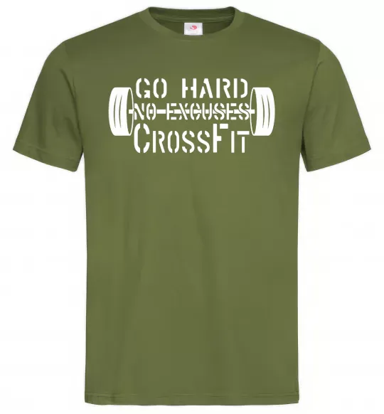 Мужская футболка Go hard no excuses Оливковый фото