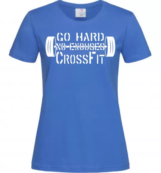 Жіноча футболка Go hard no excuses Яскраво-синій фото