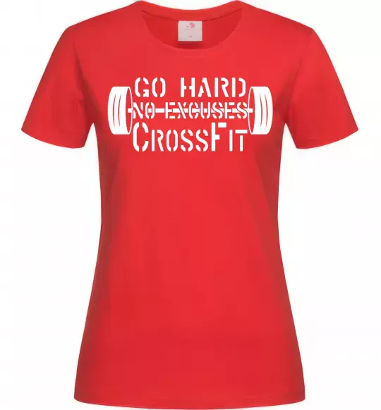 Жіноча футболка Go hard no excuses Червоний фото